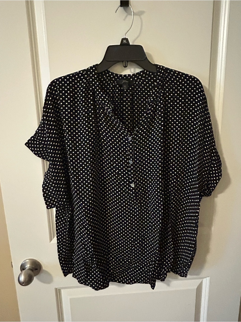 J. Crew polka Dot Short Sleeve Blouse - Black/White